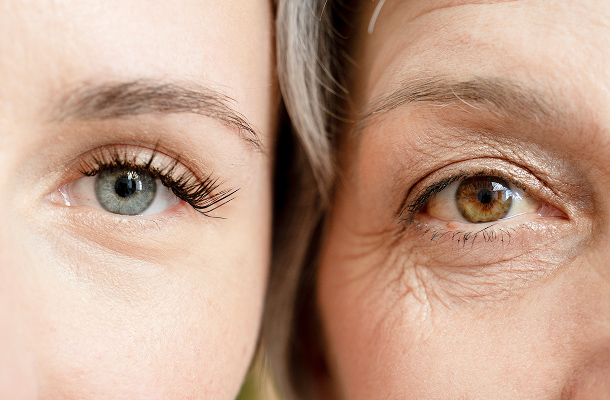 Junge und reife Haut nebeneinander