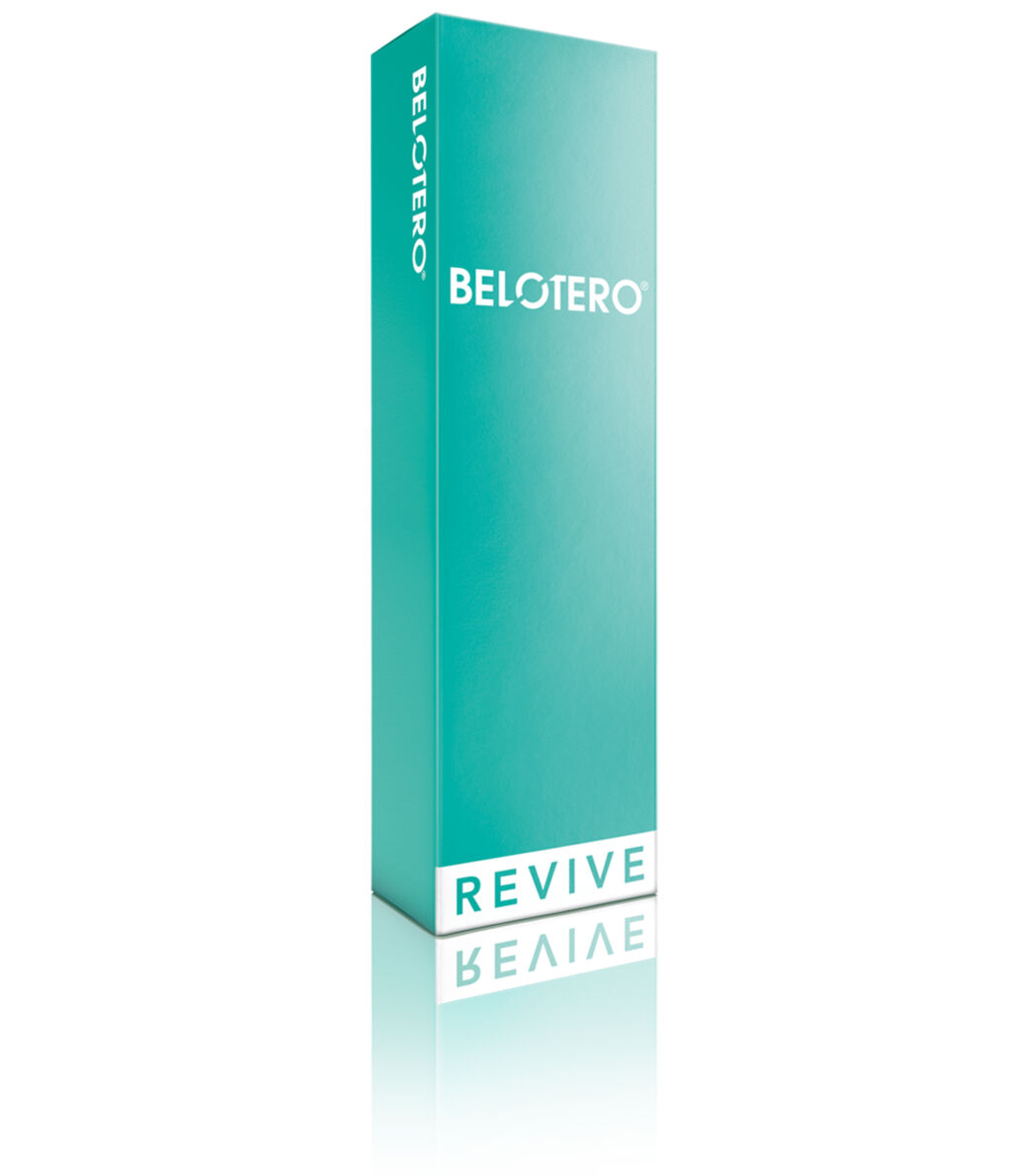 Türkise Verpackung des Belotero® REVIVE-Produkts.